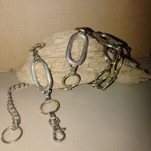 Link Belt Vintage Gold Silver Metal Chain Oval Round Clasp Closure Adjustable